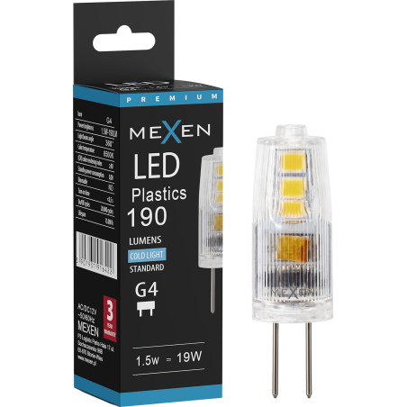 Mexen Oris żarówka LED G4, 1,5W, Zimna - 6500K, 190 lm - L115-G4-0165-01