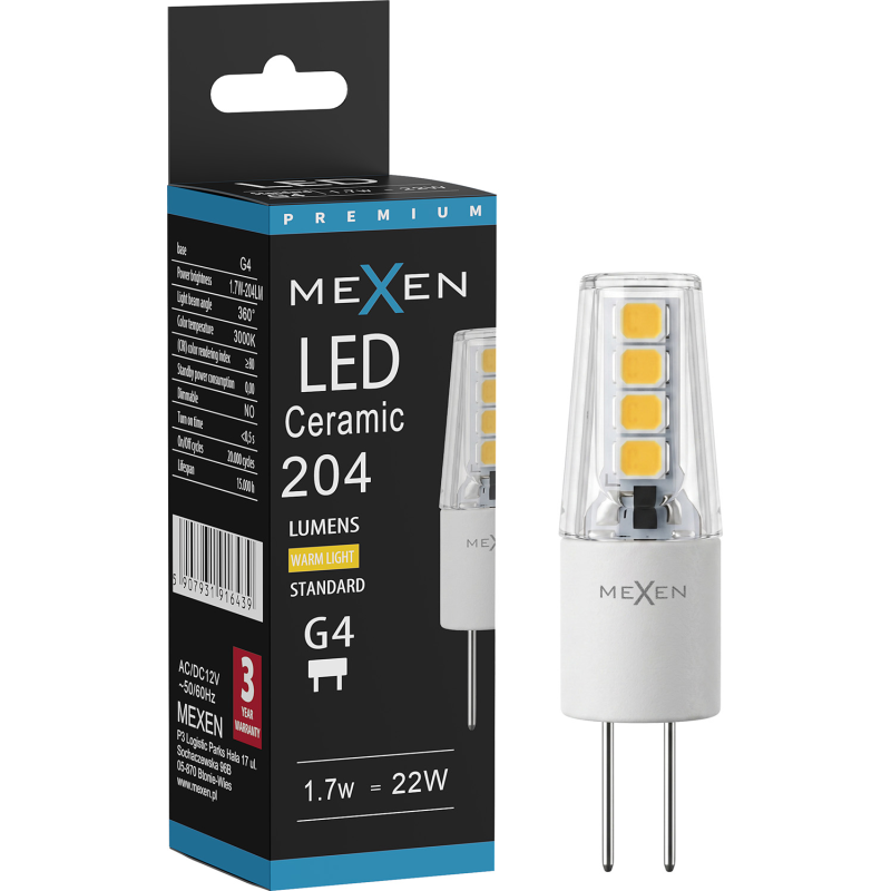 Mexen Oris żarówka LED G4, 1,7W, Ciepła - 3000K, 204 lm - L115-G4-0130-02