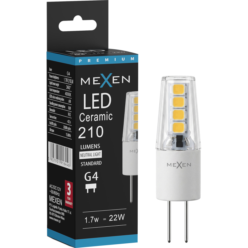Mexen Oris żarówka LED G4, 1,7W, Neutralna - 4000K, 210 lm - L115-G4-0140-02