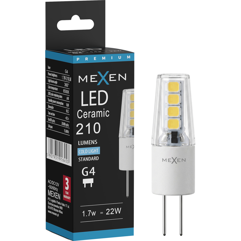 Mexen Oris żarówka LED G4, 1,7W, Zimna - 6500K, 210 lm - L115-G4-0165-02