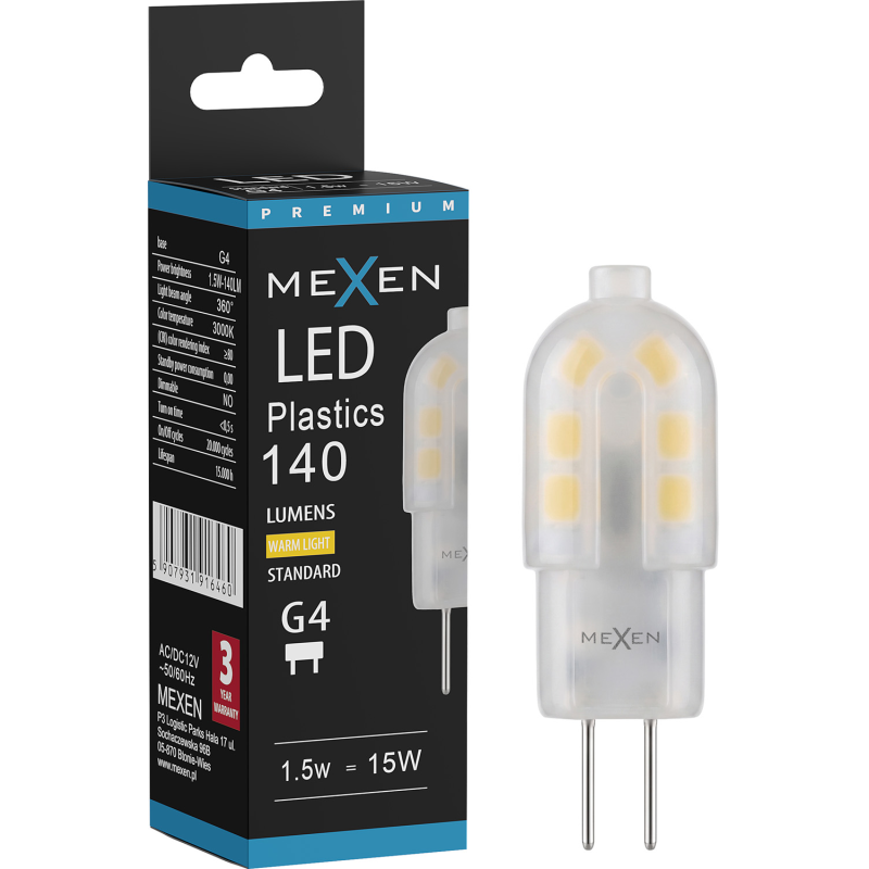 Mexen Oris żarówka LED G4, 1,5W, Ciepła - 3000K, 140 lm - L115-G4-0130-03