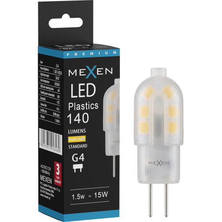 Mexen Oris żarówka LED G4, 1,5W, Ciepła - 3000K, 140 lm - L115-G4-0130-03