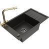 Mexen Elias fregadero de granito de 1 cubeta con escurridor y grifo de cocina Duero, negro/oro metálico - 6511-75-671600-50-B