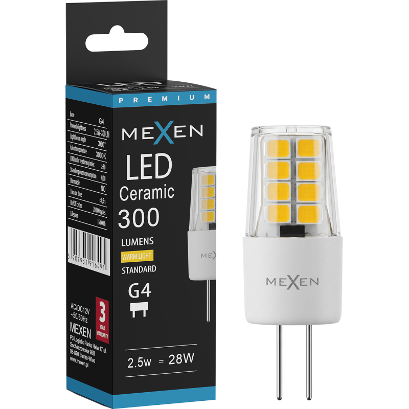 Mexen Oris żarówka LED G4, 2,5W, Ciepła - 3000K, 300 lm - L115-G4-0230-01