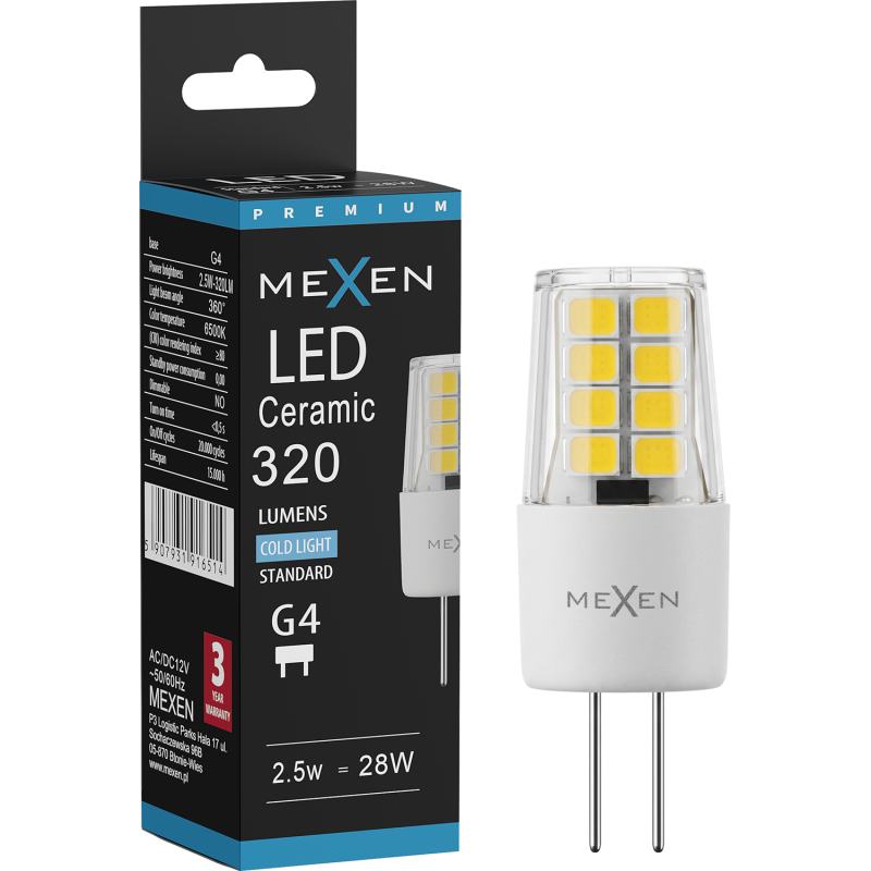 Mexen Oris żarówka LED G4, 2,5W, Zimna - 6500K, 320 lm - L115-G4-0265-01