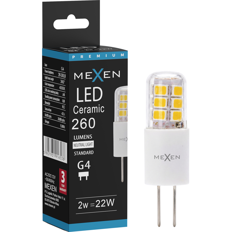 Mexen Oris LED-lamp G4, 2W, Neutraalne - 4000K, 260 lm - L115-G4-0240-02