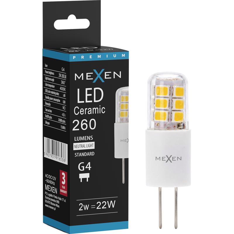 Mexen Oris żarówka LED G4, 2W, Neutralna - 4000K, 260 lm - L115-G4-0240-02