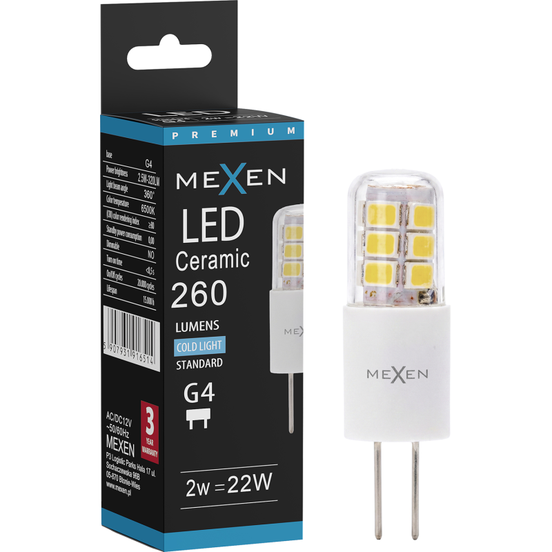 Mexen Oris żarówka LED G4, 2W, Zimna - 6500K, 260 lm - L115-G4-0265-02