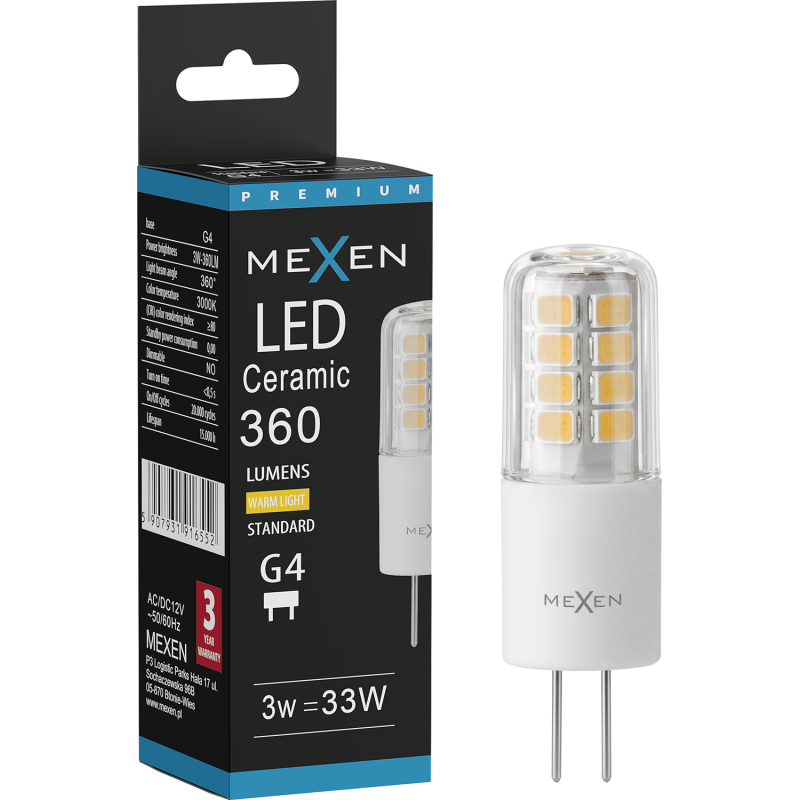 Mexen Oris LED-lampa G4, 3W, Varm - 3000K, 360 lm - L115-G4-0330-01