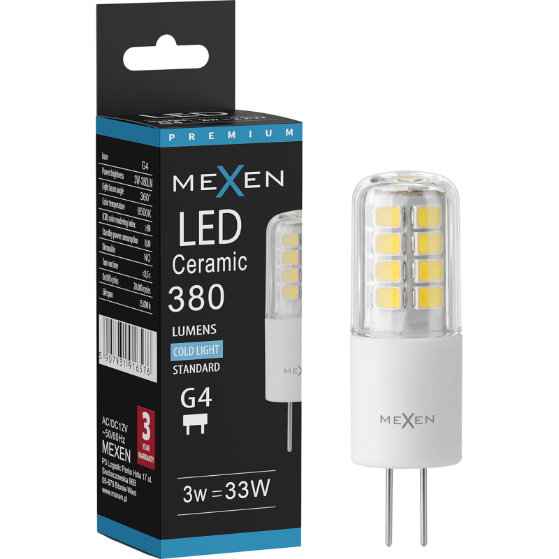 Mexen Oris żarówka LED G4, 3W, Zimna - 6500K, 380 lm - L115-G4-0365-01