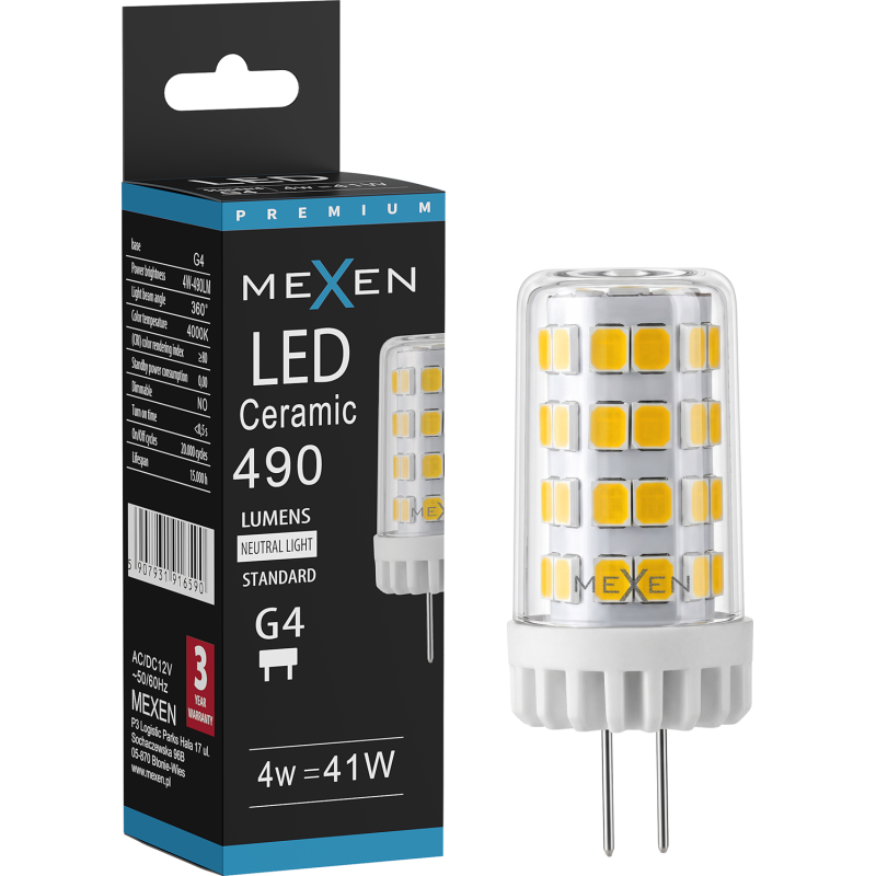 Mexen Oris żarówka LED G4, 4W, Neutralna - 4000K, 490 lm - L115-G4-0440-01