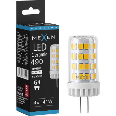 Mexen Oris żarówka LED G4, 4W, Neutralna - 4000K, 490 lm - L115-G4-0440-01