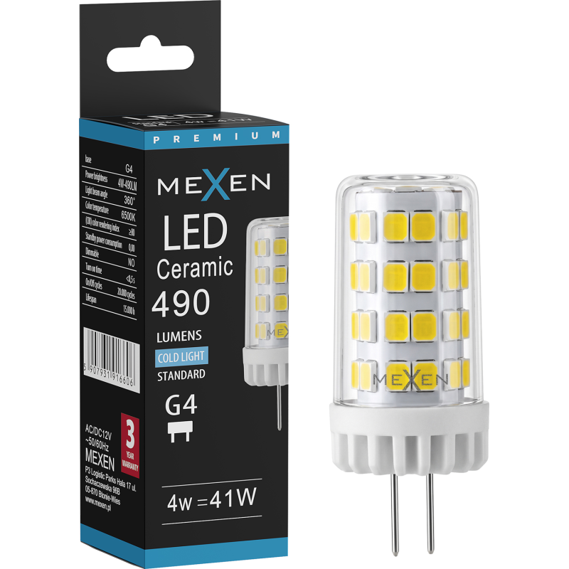 Mexen Oris żarówka LED G4, 4W, Zimna - 6500K, 490 lm - L115-G4-0465-01