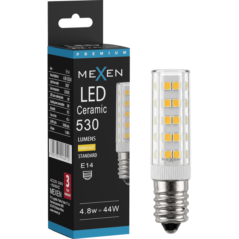 Mexen Aura Lampadina LED E14, 4,8W, Calda - 3000K, 530 lm - L121-E14-0530-01