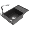 Mexen Elias granite sink with 1 bowl, drainer, and Duero kitchen tap, speckled black - 6511-76-671600-00