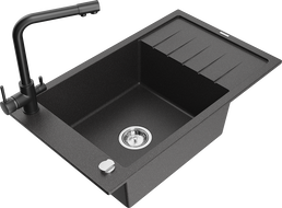 Mexen Elias Νεροχύτης γρανίτη μονής λεκάνης με αποστράγγιση και μπαταρία