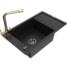 Mexen Elias 1-Bowl Granite Sink with Drainer and Duero Kitchen Tap, Black - 6511-77-671600-50-B