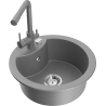 Mexen Diego 1-Bowl Granite Sink with Duero Kitchen Tap, Grey - 6512-71-671600-71
