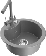 Mexen Diego fregadero de granito de 1 seno con grifo de cocina Duero, gris - 6512-71-671600-71