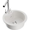 Mexen Diego granite kitchen sink 1-bowl with Duero kitchen faucet, white - 6512-20-671600-00