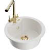 Mexen Diego 1-bowl granite sink with Duero kitchen faucet, white - 6512-20-671600-50