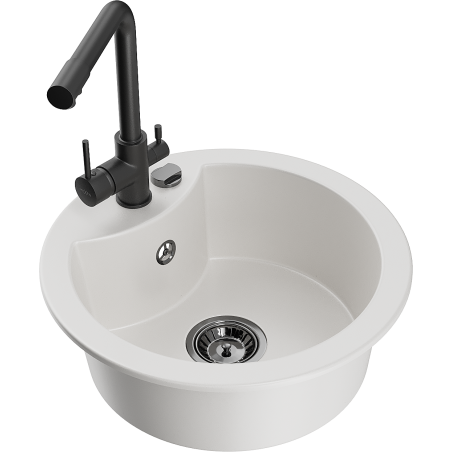 Mexen Diego νεροχύτης γρανίτη 1-διαμέρισης με κουζινική μπαταρία Duero,