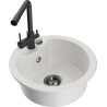Mexen Diego Single-Bowl Granite Sink with Duero Kitchen Tap, White - 6512-20-671600-70