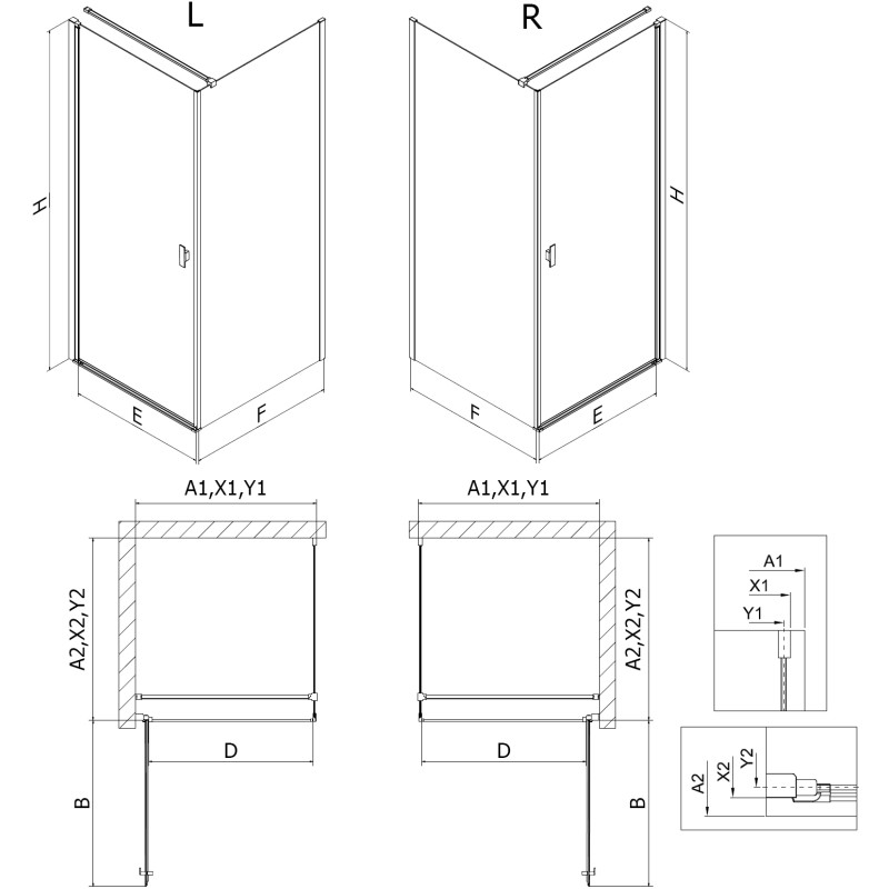 Mexen Mist-B kabina prysznicowa uchylna 75 x 110 cm, transparent, nikiel szczotkowany - 8A2T-075-110-97-00