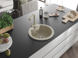 Mexen Diego Granitspüle 1-Becken mit Küchenarmatur Duero, beige - 6512-69-671600-69