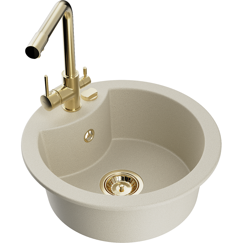 Mexen Diego fregadero de granito de 1 seno con grifo de cocina Duero, beige - 6512-69-671600-50