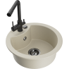 Mexen Diego 1-bowl granite kitchen sink with Duero tap, beige - 6512-69-671600-70