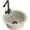 Mexen Diego fregadero de granito de 1 cuenca con grifo de cocina Duero, beige - 6512-69-671600-70