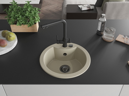 Mexen Diego lavello in granito a 1 vasca con rubinetto da cucina Duero, beige - 6512-69-671600-70