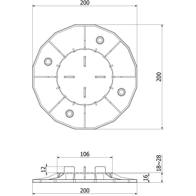Mexen UniC supporto per terrazze regolabile per piastre 18-28 mm - C9901-020-030 - C9902-018-028