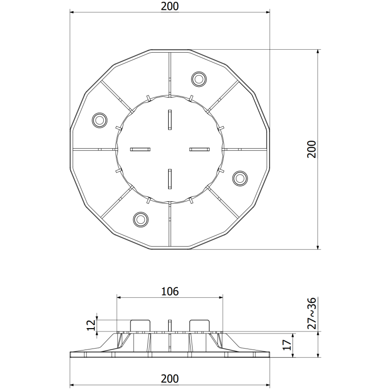 Mexen UniC soporte de terraza regulable para placas 27-36 mm - C9902-027-036
