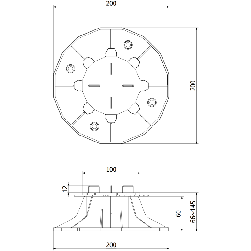 Mexen UniC soporte para terraza ajustable para placas 66-145 mm - C9902-066-145