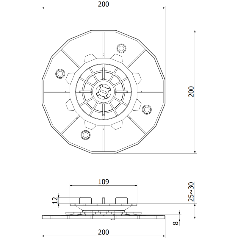 Mexen UniC supporto regolabile per terrazze autolivellante per piastre da 25-30 mm - C9903-025-030