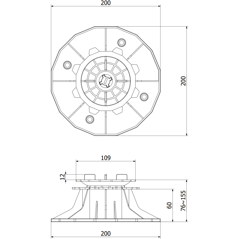 Mexen UniC wspornik tarasowy regulowany samopoziomujący pod płyty 76-155 mm - C9903-076-155
