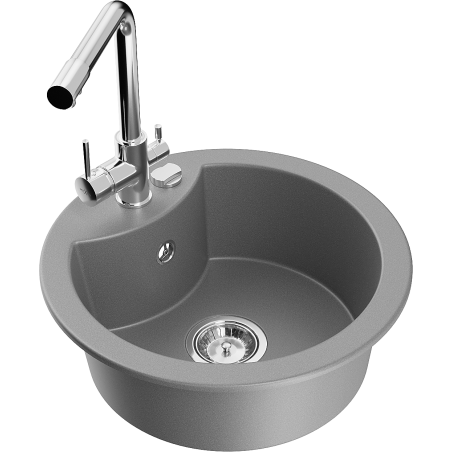 Mexen Diego granitdiskbänk med 1 ho och köksblandare Duero, grå - 6512-71-671600-00