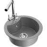 Mexen Diego 1-bowl granite kitchen sink with Duero kitchen tap, grey - 6512-71-671600-00