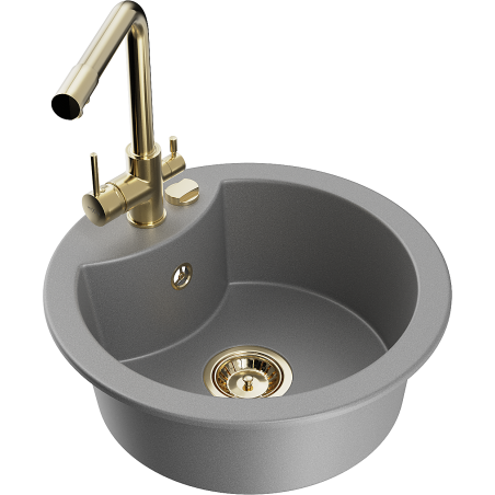 Mexen Diego fregadero de granito de 1 seno con grifo de cocina Duero, gris - 6512-71-671600-50