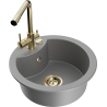 Mexen Diego granite sink 1-bowl with Duero kitchen tap, grey - 6512-71-671600-50