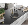Mexen Diego granite sink 1-bowl with Duero kitchen tap, grey - 6512-71-671600-50