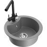 Mexen Diego 1-Bowl Granite Sink with Duero Kitchen Tap, Grey - 6512-71-671600-70