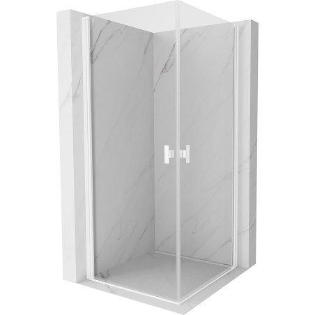 Mexen Mist-B Duo nihajna tuš kabina 90 x 90 cm, prosojna, bela - 8A2-090-090-20-00