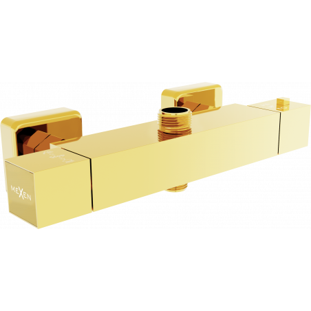 Mexen Cube thermostatic shower faucet, gold - 77250-50
