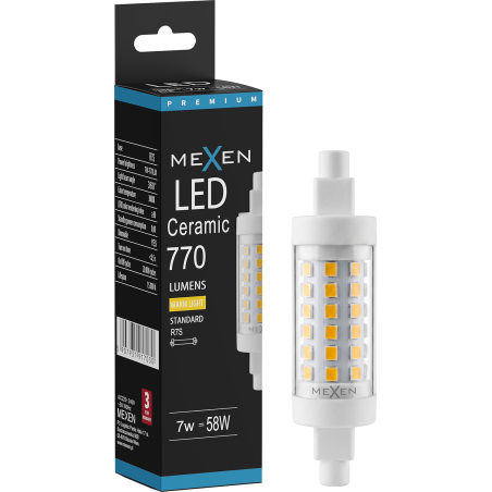 Mexen Vega Lampadina LED dimmerabile R7S, 7W, Calda - 3000K, 770 lm - L125-R7S-0730-01