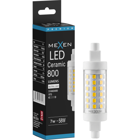 Mexen Vega żarówka LED ściemnialna R7S, 7W, Neutralna - 4000K, 800 lm - L125-R7S-0740-01