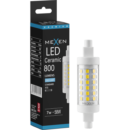 Mexen Vega żarówka LED ściemnialna R7S, 7W, Zimna - 6500K, 800 lm - L125-R7S-0765-01