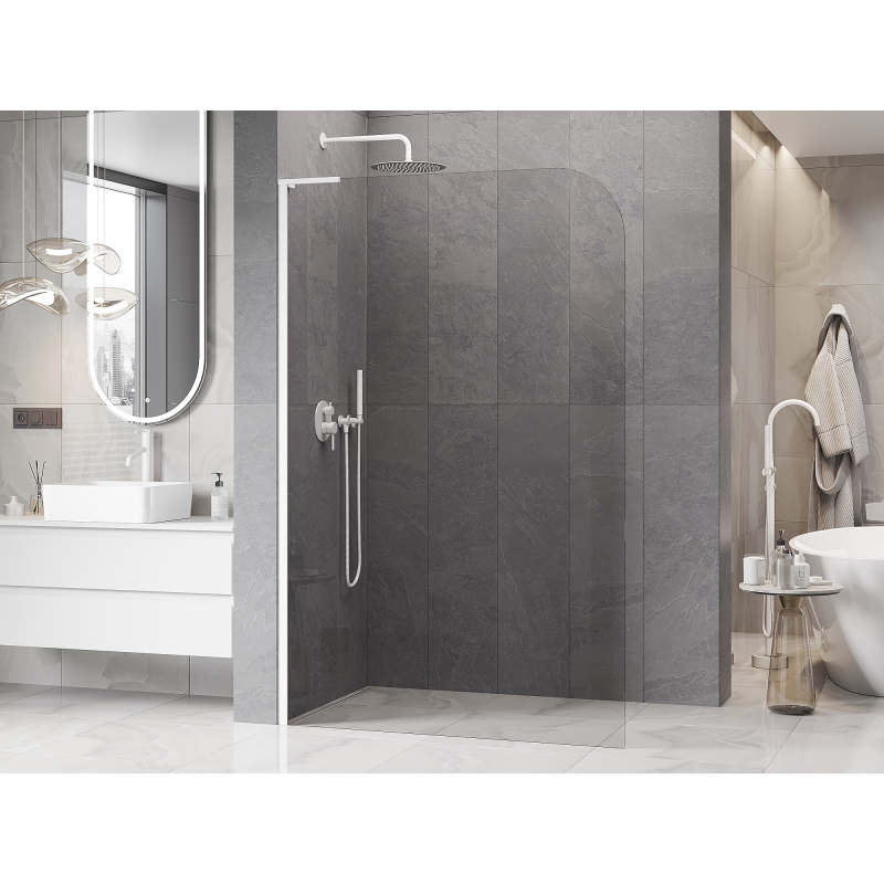 Mexen Kioto-P L ścianka prysznicowa Walk-in 90 x 200 cm, transparent 8 mm, biała - 800-090-103-20-00-P